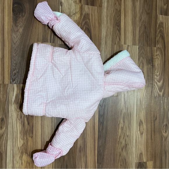Vintage Quiltex Toddler Girl Pink White Check Snowsuit Coat Overalls Size 18 mo - Picture 14 of 14